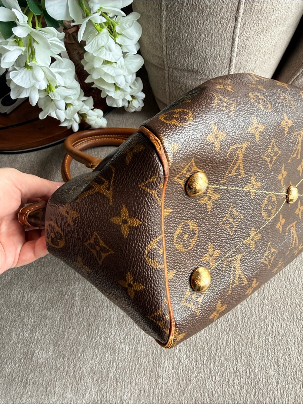 Louis Vuitton Monogram Trivoli PM Canvas Top Handle Satchel Authentic - Picture 7 of 12